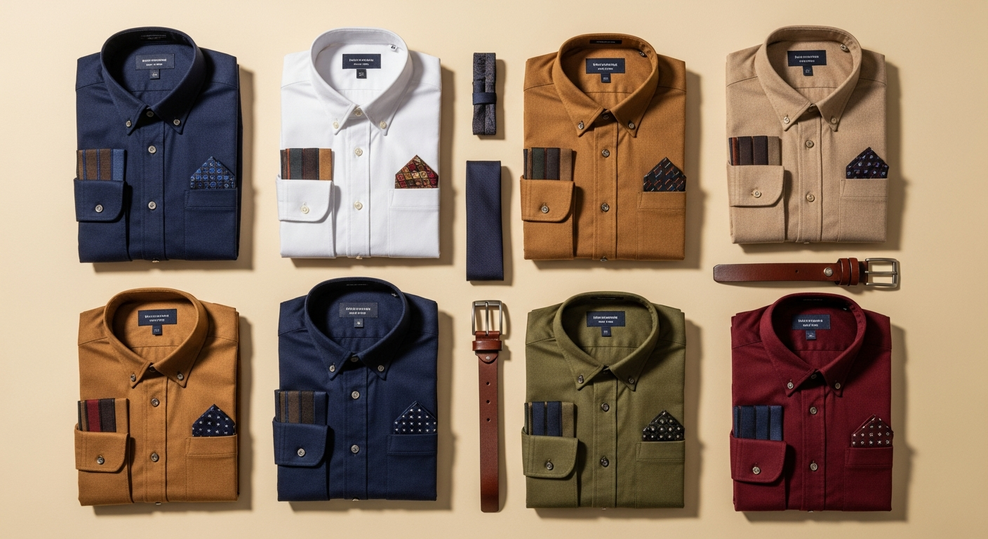 Men's clothing arranged by color